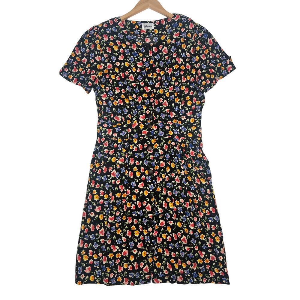 VNTG Darian Knee Length Button Down 90s Phoebe Buffay Cottage Prairie Dress sz S